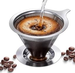 Coador Filtro de Café 103 Inox Reutilizável Sem Uso de Papel e Lavável de Aço Durável para Café Coado Tradicional Artesanal Filtro de Café Resistente Econômico Coador de Café Prático Premium