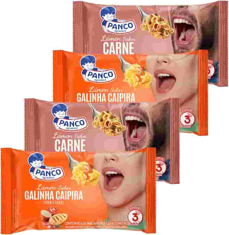 Kit 4 Macarrão Instantâneo Lámen Galinha Caipira E Carne Panco 85g