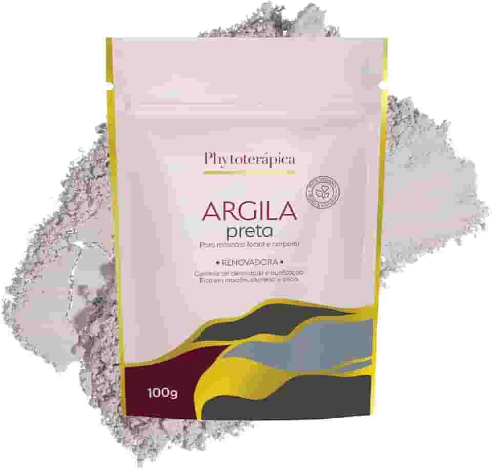 Phytoterápica Argila Preta Sachê 100g - Máscara Renovadora Facial e Corporal - Limpeza Profunda, Elimina Resíduos e Impurezas da Pele