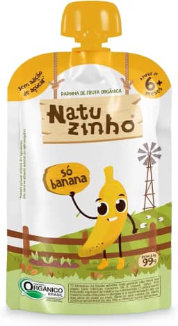 Natuzinho, Papinha Orgânica para Bebê, Sabor Banana, Sem Açúcar, Aditivos ou Conservantes, Ideal para Introdução Alimentar, 99g