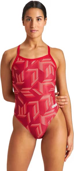 Maiô feminino com estampa de quebra-cabeças Challenge Back para natação competitiva ou casual, maiô feminino