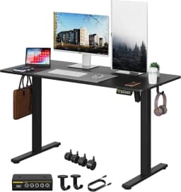 Mesa de pé elétrica de 122 x 61 cm, altura ajustável, mesa ergonômica para trabalho, escritório, casa, computador, estação de trabalho