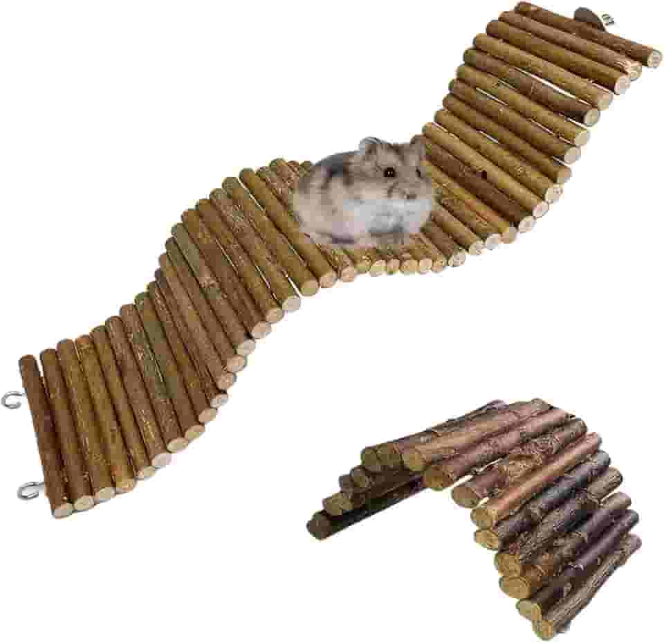 Pontes Suspensas Longas Rat Bendy, Ponte de Hamster, Escada de Madeira, Dobrável, Túnel Flexível, Porquinho da Índia para Escalar, Escadas, Brinquedos para Roedores, Mouse, Porco-espinho, Chinchila (2 peças)
