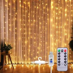 Luz de LED, 3 metros, 300 LEDs, à prova d'água, luz de cortina USB, fio de cobre, cordão de luz de fada para decoração de quarto