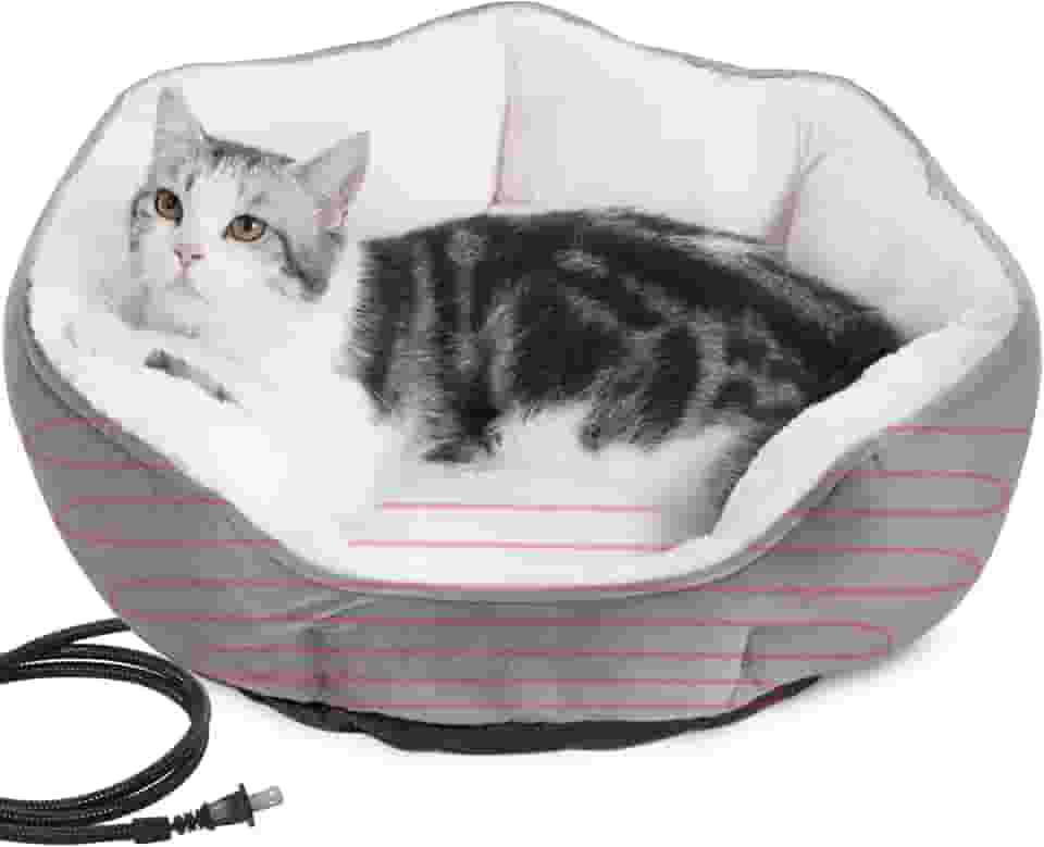 Cama aquecida para gatos e cães pequenos – Cama aquecida de inverno para animais de estimação, cama térmica de veludo e algodão ultramacia para cães para clima frio, proteção contra superaquecimento