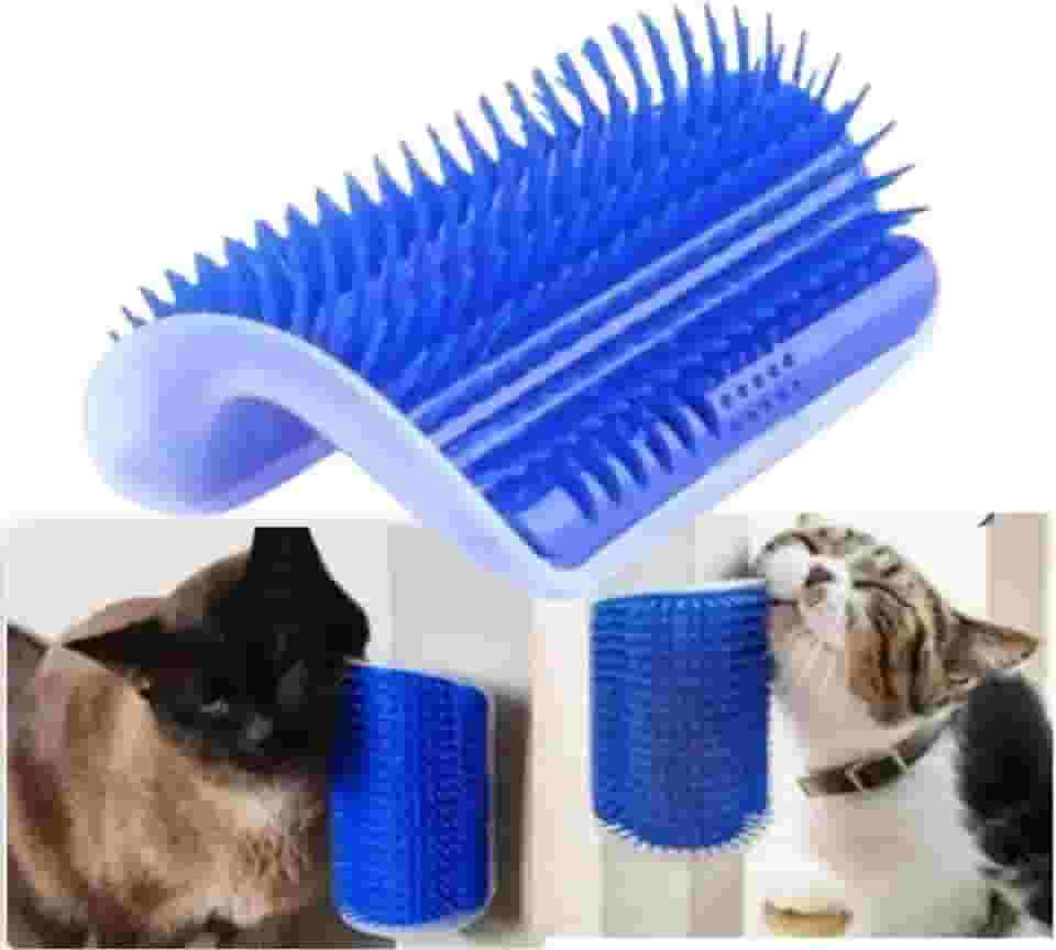 Escova Massageadora Parede Tira Pelos de Gato com Catnip - Brinquedo Massagem de Canto para Pet