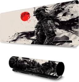 Mouse Pad Gamer Profissional Confortável Antiderrapante Escritório e Games 90x40cm Diversas Estampas Samurais (Samurai | 4)