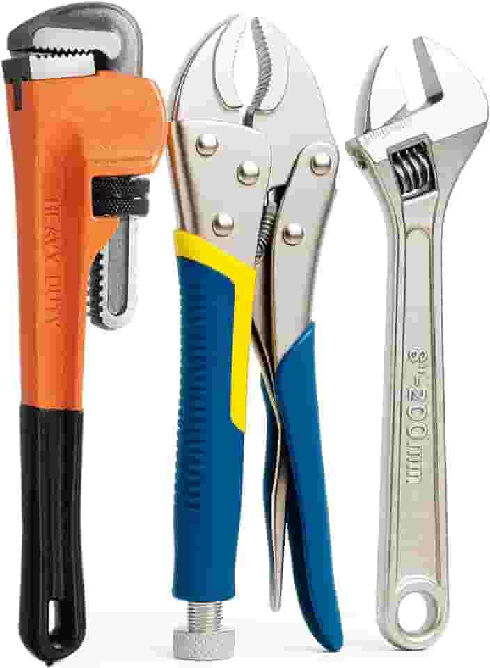 Kit Jogo De Chave Inglesa Alicate Pressão E Chave Grifo