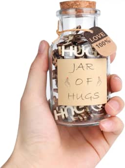 Pote de abraço, abraços para dar presente àqueles que você perdeu, letras recortadas de madeira abraços para decoração de casa faça você mesmo, presentes engraçados para aniversário, dia de ação de