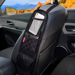 Luckybay Organizador lateral de assento de carro, bolsa suspensa para armazenamento de assento automotivo, telefones, bebidas, objetos com bolso de tela para carros, SUV e caminhões