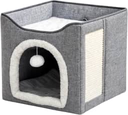 Casinha Para Gatos 2 Andares Dobrável Portatil Com Arranhador