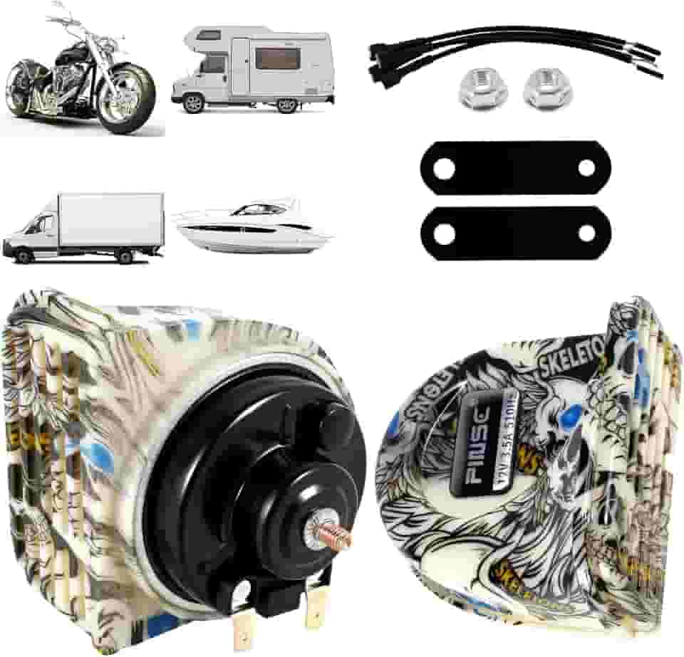 Pacote com 2 buzinas de trem para caminhões, buzina de caracol para motocicleta 12 V 150 dB buzinas de ar super altas com compressor de ar, kit de buzina de carro para motocicleta, SUV