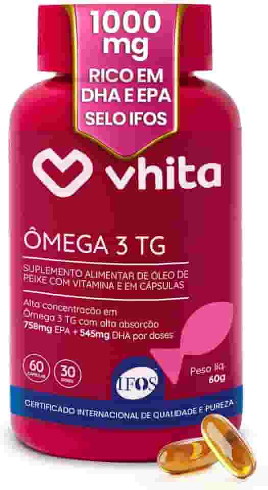 Ômega 3 1000mg Rico em EPA DHA com Selo IFOS e Vitamina E - 60 cápsulas Vhita