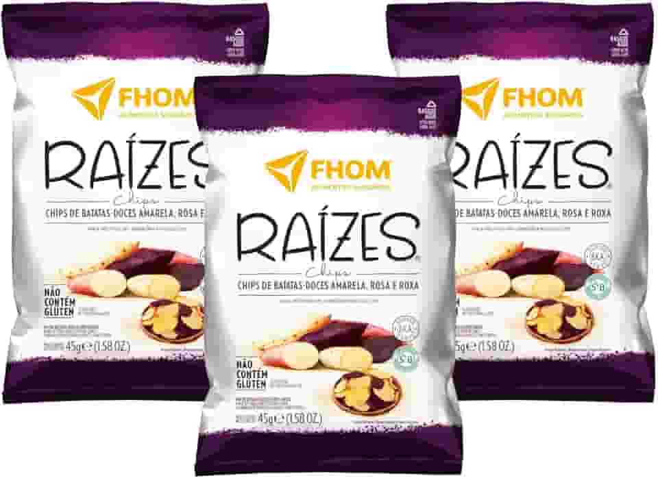 Chips de Batata Doce Mix Amarela, Roxa e Rosada Alimento Vegano Fhom 45g