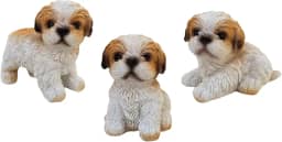 kIT 3 Mini Estátua Filhote de Cachorro Decorativo em Resina Presente Amantes de Pets Enfeite Casa Decorativa (3 Mini Shih Tzu)