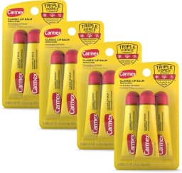 Carmex Tubos De Protetor Labial Medicamentoso Clássico, Hidratante Labial Para Lábios Rachados, 12 Unidades (4 Pacotes De 3)