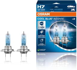 OSRAM COOL BLUE® INTENSE H7, +100% mais brilho, até 5.000K, lâmpada de farol de halogêneo, aparência de LED, caixa dobrável suspensa (2 lâmpadas)