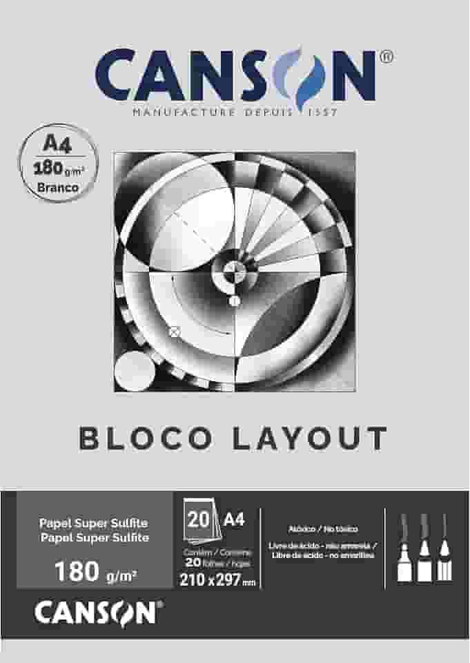 Bloco layout liso A4 180g - com 20 folhas - Canson