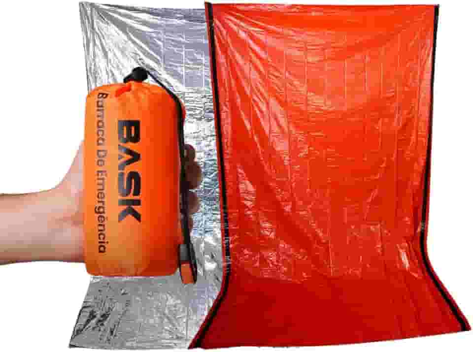 BASK Shelter 5 em 1 Abrigo de Emergência Manta Térmica Toldo Protetor Solar P/Para-Brisa e Sinal de Resgate Dobrável PU5000 Apito & Corda Incluídos
