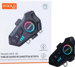 Fone de Ouvido Bluetooth para Capacete A’Gold MCF-36 IPX6 Microfone RGB Assistente de Voz Som Estéreo e Proteção IPX6 Ideal para Motociclistas, Ciclistas e Aventuras ao Ar Livre