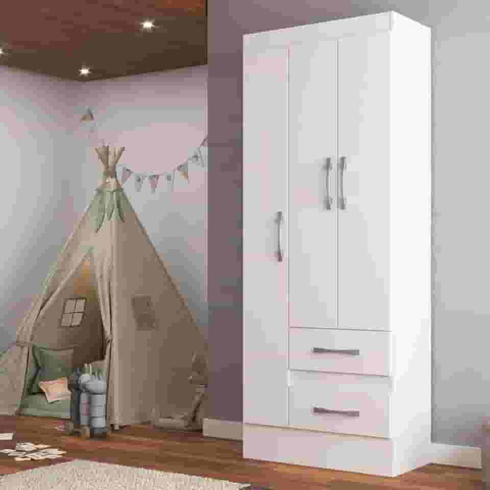 Guarda-roupa Infantil Tiana 3 Portas 2 Gavetas Branco