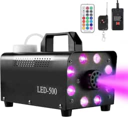 Motorenbau Máquina de neblina com 8 luzes LED, máquina de fumaça com efeito de 13 luzes LED coloridas, neblina de 500 W e 2000 CFM com controle remoto, interior, perfeita para Halloween, festa,