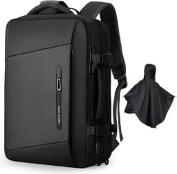 Mochila para laptop Markryden com capa de chuva, mochila expansível à prova d'água, com porta de carregamento USB com capa de chuva, para escola, viagem, trabalho, para laptop de 17,3/15,6 polegadas