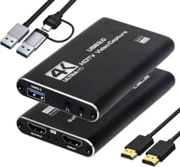 Placa de captura de vídeo, cartão de captura USB3.0 4K HDMI Loop-Out, captura de videogame para streaming PS5, Nintendo Switch, câmera, PC, OBS, 1080p 60FPS, captura de áudio e vídeo, HDMI para USB