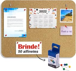 1 Quadro de Aviso Recado Cortiça Mural de Fotos 43x56cm