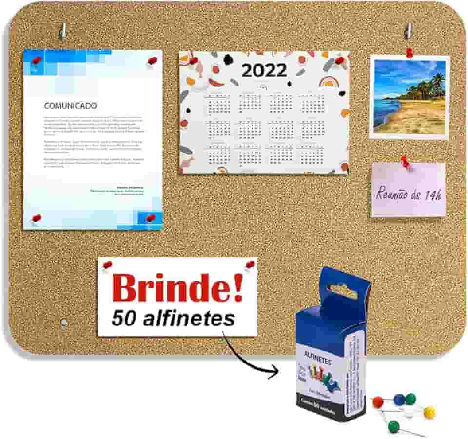 1 Quadro de Aviso Recado Cortiça Mural de Fotos 43x56cm