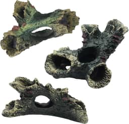 DoubleWood 3 peças de tronco em decomposição aquário betta ornamento de peixe de resina de madeira flutuante ornamento para decoração de aquário madeira de aquário com furos e cavernas de aquário