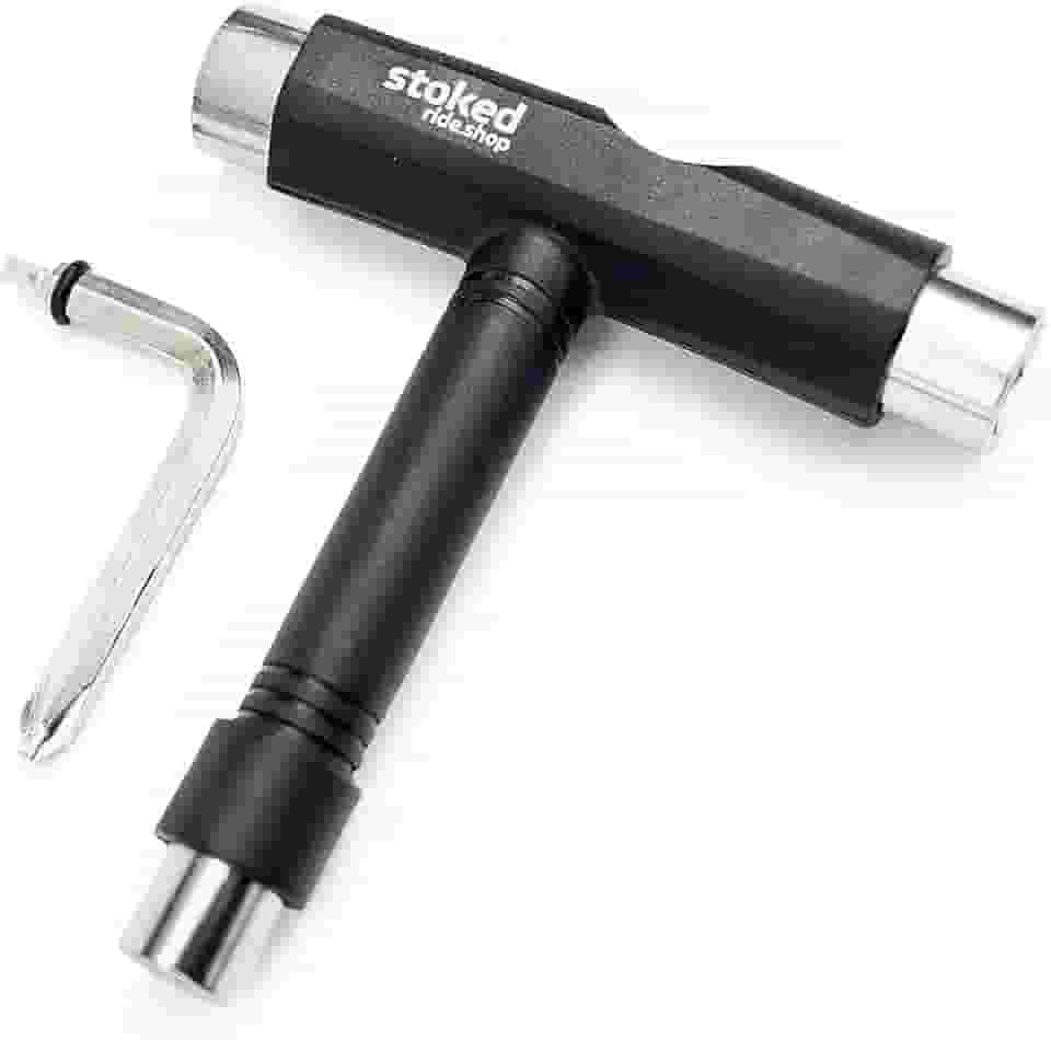 Stoked Ride Shop Ferramenta de skate tudo em um – Kit de ferramentas de skate multifuncional com chave Allen e chave de fenda Phillips tipo L