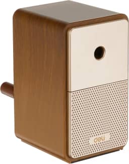 deli Apontador manual de manivela, apontador manual de 5ª engrenagem, apontador de lápis de mão para lápis de 6,9 a 8 mm (marrom)