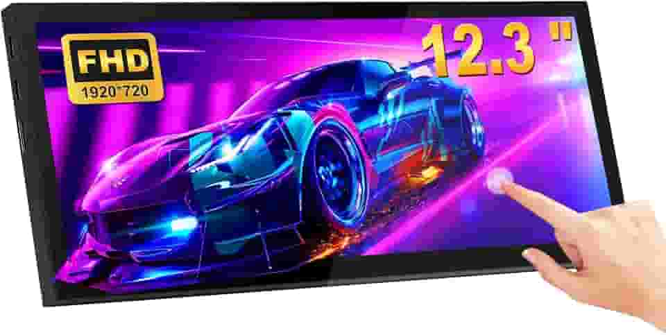 Monitor de tela sensível ao toque de 12,3 polegadas 1920x720 Bar LCD Mini Touch Screen Monitor Tela secundária Tela portátil HDMI para laptop PC Temperatura Aida64 GPU CPU RAM Monitoramento