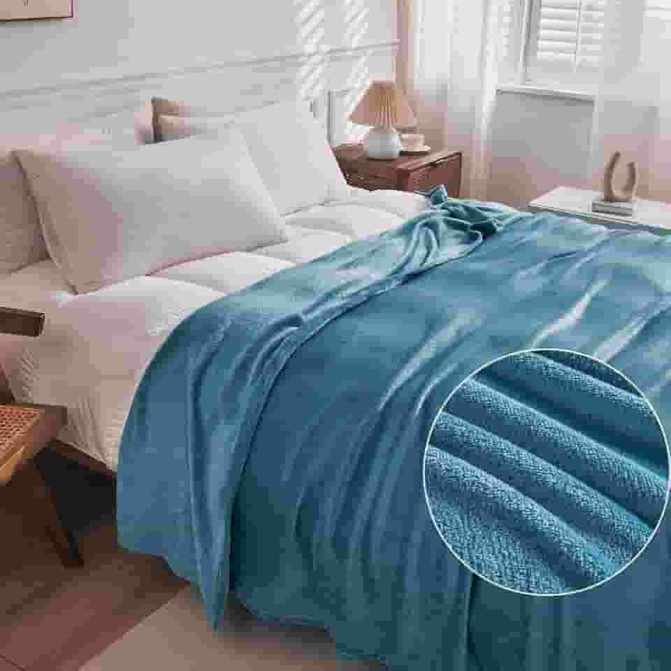 Cobertor Casal Manta Microfibra Fleece 1,80x2,00m (Azul)