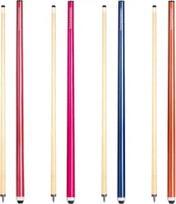 Conjunto de 4 tacos de sinuca de 147 cm com ponta de couro de fibra de 13 mm, 4 cores para iniciantes, comerciais e entretenimento doméstico (pacote com 4)