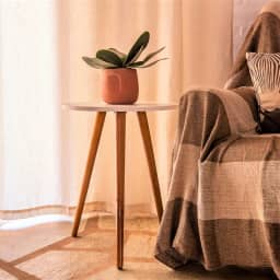 Mesa De Canto Redonda 45x60 Pé Palito Grande Mdf