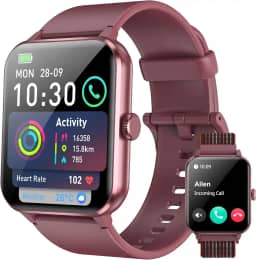 Smartwatch,Relógio Inteligente para Homens e Mulheres, 1.85“ Tela HD Touch, 100+ Modos Esportivos, Chamadas Bluetooth,Assistente de Voz, Compatível com iOS/Android,Inclui 2 Pulseiras,Clarete