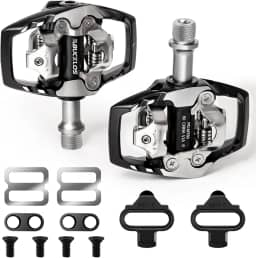 BUCKLOS SPD Clip Pedals MTB Mountain Bike Pedais de dupla face sem clipless – Bicicleta de estrada Spin Bike Selado Rolamento Clipes de bicicleta em Pedal Compatível com Chuteiras Shimano SPD (9/40.6
