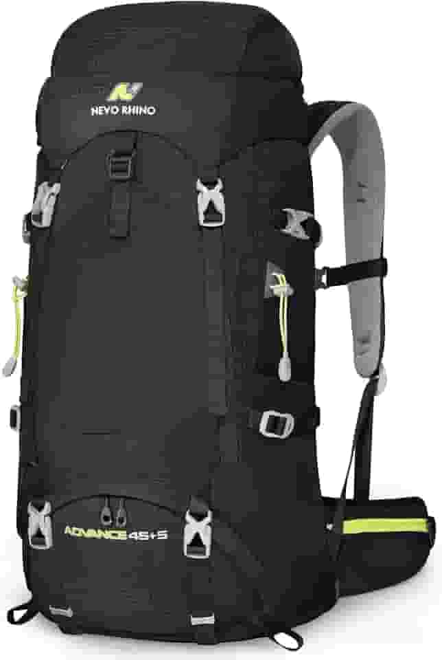 N NEVO RHINO Mochila de caminhada com estrutura interna 50/60/65/70/80L, mochila de acampamento para alpinismo, mochila para o dia a dia, capa de chuva à prova d'água