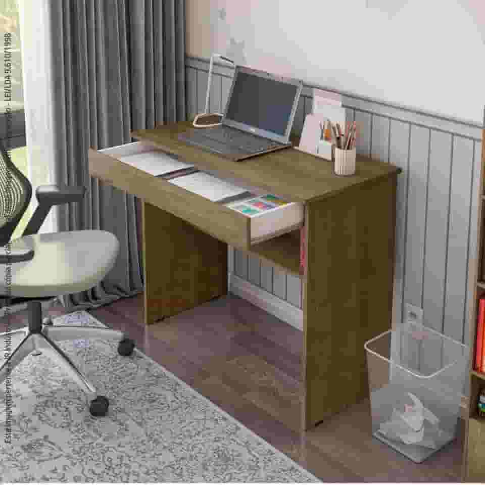 Mesa de Escritório com 01 Gaveta para Notebook e Computador Vitória (Freijó)