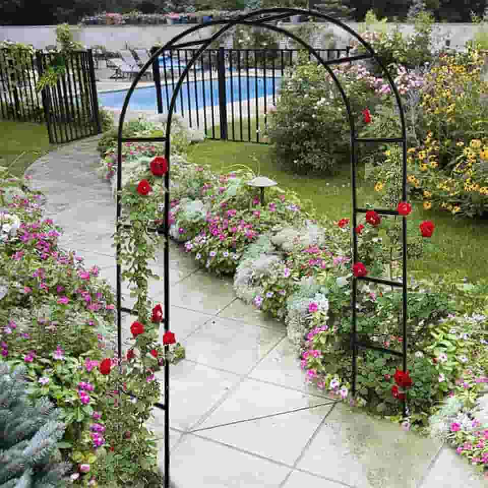 Treliça de Arco de Jardim para Plantas Trepadeiras, Suporte de Cenário de Flores de Arco de Casamento de Metal, Decoração de Balão Arbor de Arco de Jardim para Casamento, Festa de Jardim, Flo