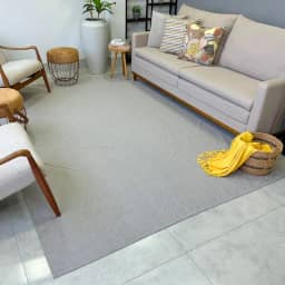 Tapete Antiderrapante Retangular Moderno, 300x250 cm, Sintético, para Sala de Estar e Quarto (Palha Mesclado)