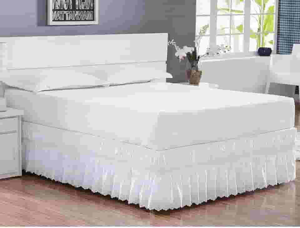 Saia Box Casal Queen Perolla Bordado Ultrassônico - Branca