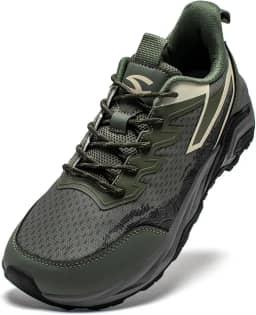 Tênis masculino de trilha para trilhas, ajuste amplo, leve, cano baixo, respirável para caminhadas, caminhadas e aventuras ao ar livre, Verde, 8 Wide