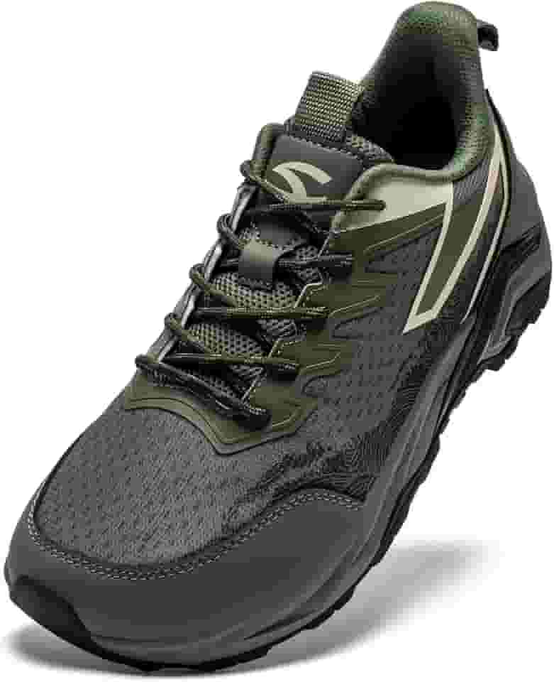 Tênis masculino de trilha para trilhas, ajuste amplo, leve, cano baixo, respirável para caminhadas, caminhadas e aventuras ao ar livre, Verde, 8 Wide