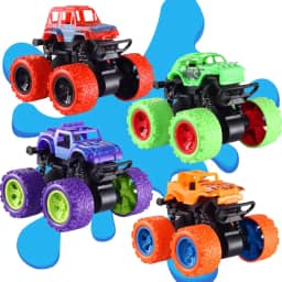Carrinho de Fricção 4x4 Big Wheels Miniatura com Giro 360° | Brinquedo Divertido para Crianças | Presente Criativo para Meninos no Natal, Dia das Crianças ou Aniversário