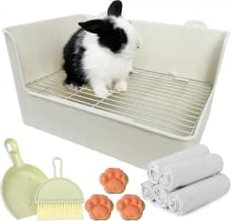 Caixa de areia de coelho grande Coelho Potty Training Corner Litter Pan vem com forros, almofadas de xixi de coelho, cama de animal pequeno vaso sanitário para porquinho-da-índia, furão