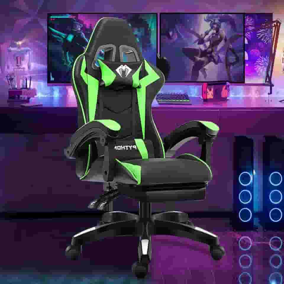 Belle&Zen Cadeira Gamer Ergonomica Moderno Verde, Design Ergonômico, Giro de 360 Graus, Material Premium, Adequada para Várias Ocorrências, para Trabalho, Estudo e Jogos