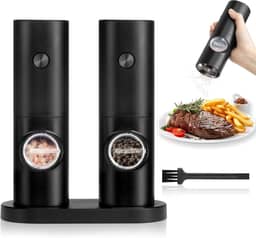 Moedor Elétrico de Sal e Pimenta, Conjunto com 2 Unidades, 70ml, Preto